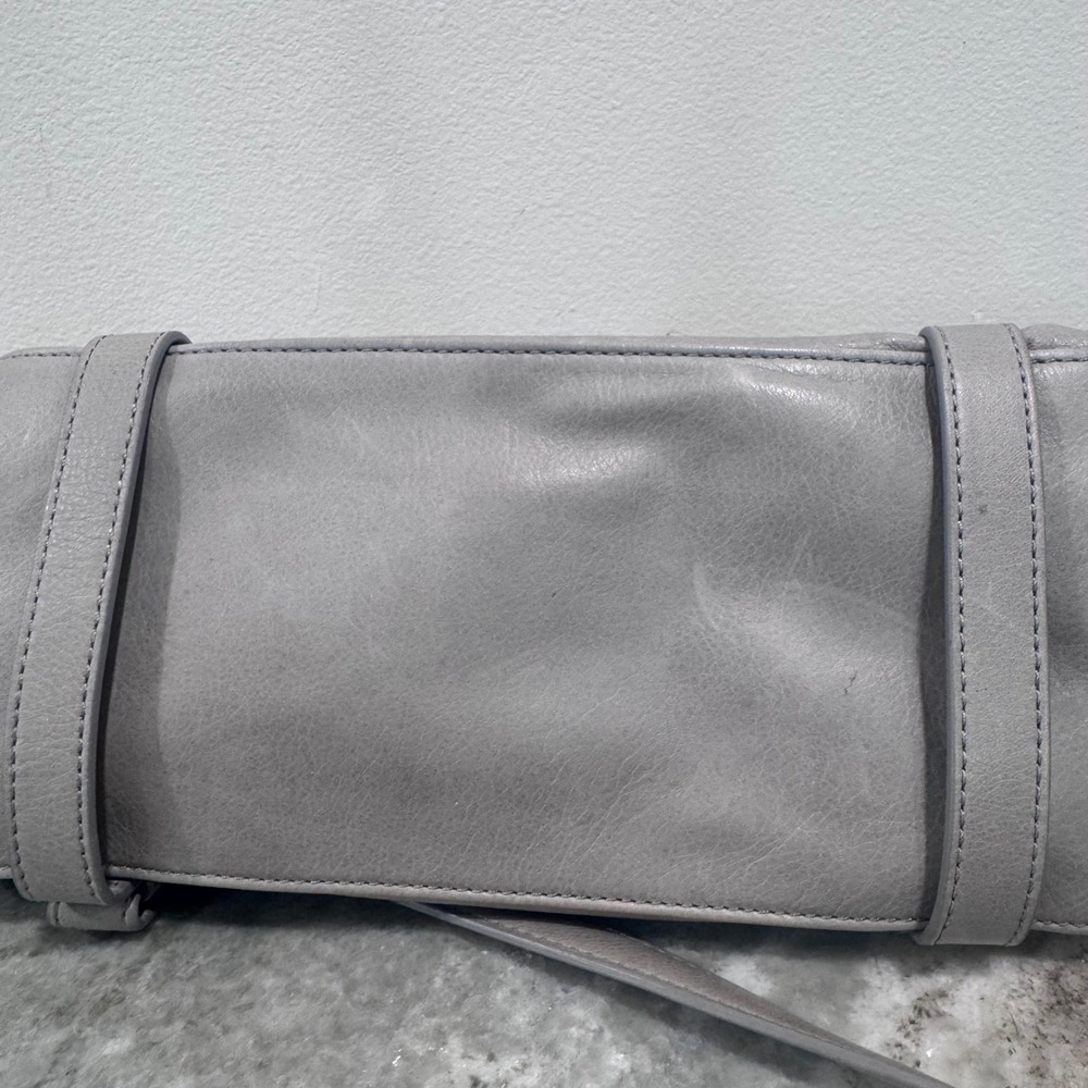 Rebecca Minkoff Regan Satchel Grey Pebbled Leather Silver Hardware Crossbody Bag - Picture 13 of 16
